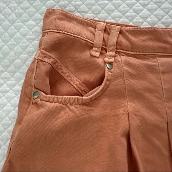 Pilcro Pleated Micro Denim Skirt in Orange Size 12 NWT - Picture 8 of 12